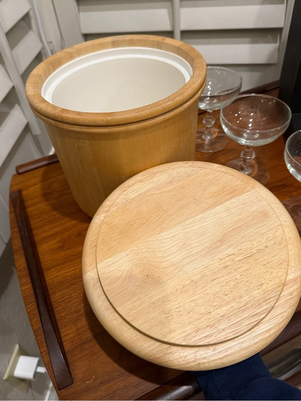 Vintage 70s Dansk Birchwood Ice Bucket